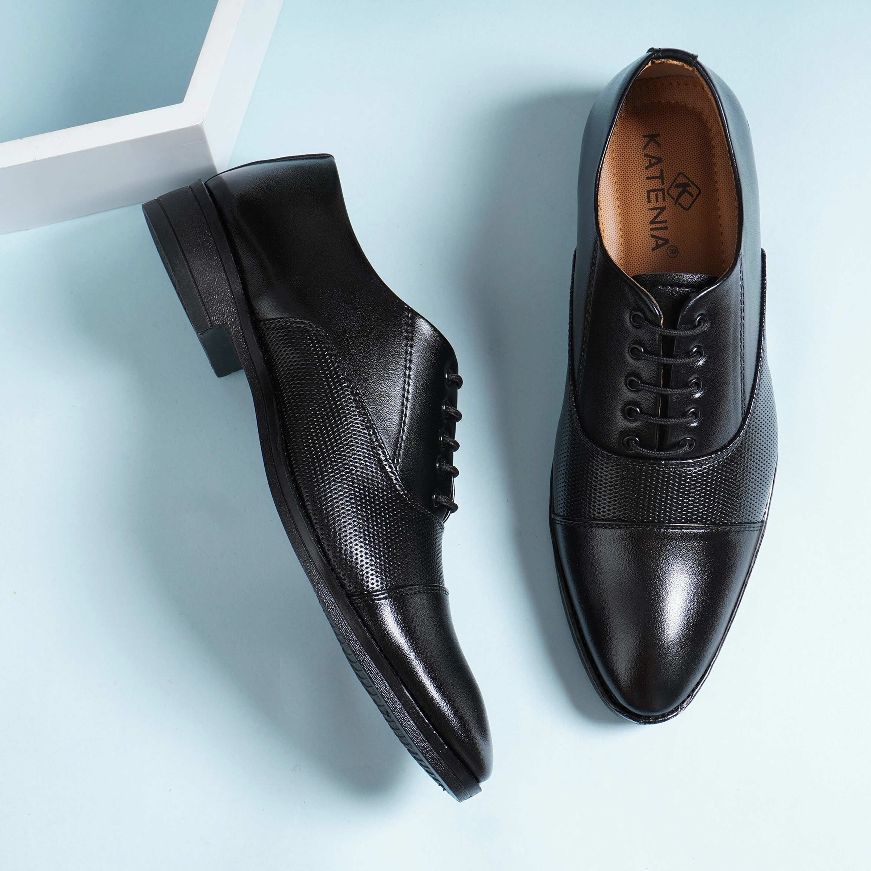 Black Office Wear & Party Wear Semi Formal shoes Lace Up For Men