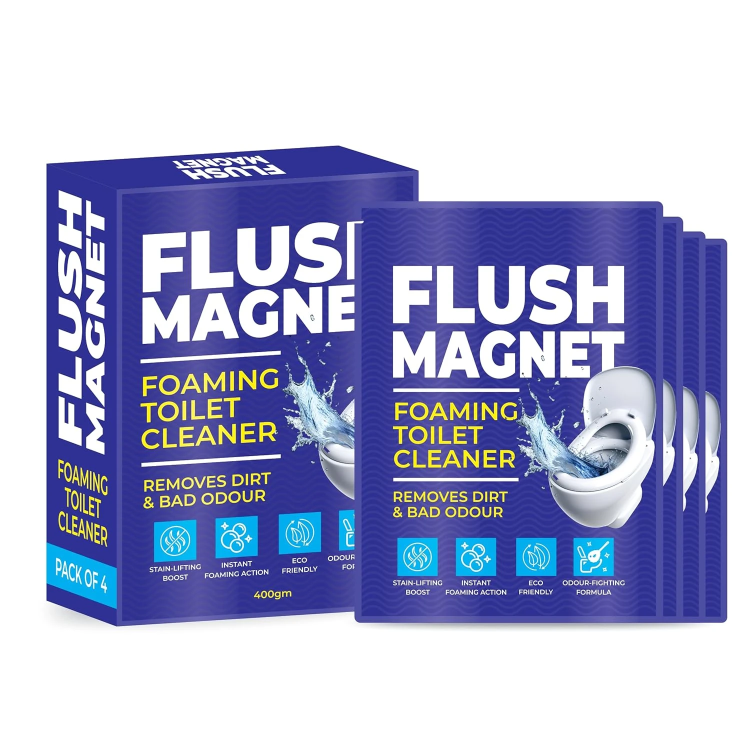 Foaming Toilet Cleaner – Toilet Bowl Cleaner for Stain, Odour & Limescale Removal | Eco-Friendly, Biodegradable, Septic Safe 100 X 4