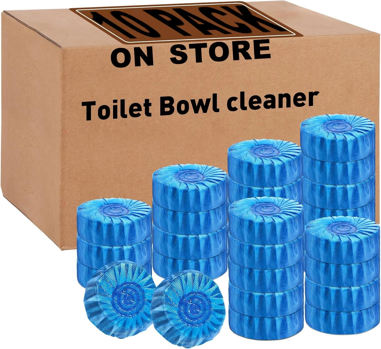 Toilet Bowl Cleaner Tablets – Automatic Toilet Tank Cleaner, Blue Freshener Tablets for Stain Removal, Deodorizing & Long-Lasting Cleaning – Easy to Use, Septic Safe (PACK OF 10)