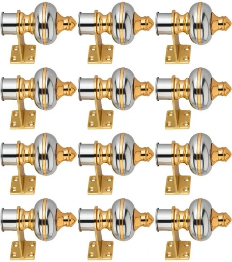 Ghazian Silver, Gold Curtain Knobs, Rod Rail Bracket Metal Pack of 12