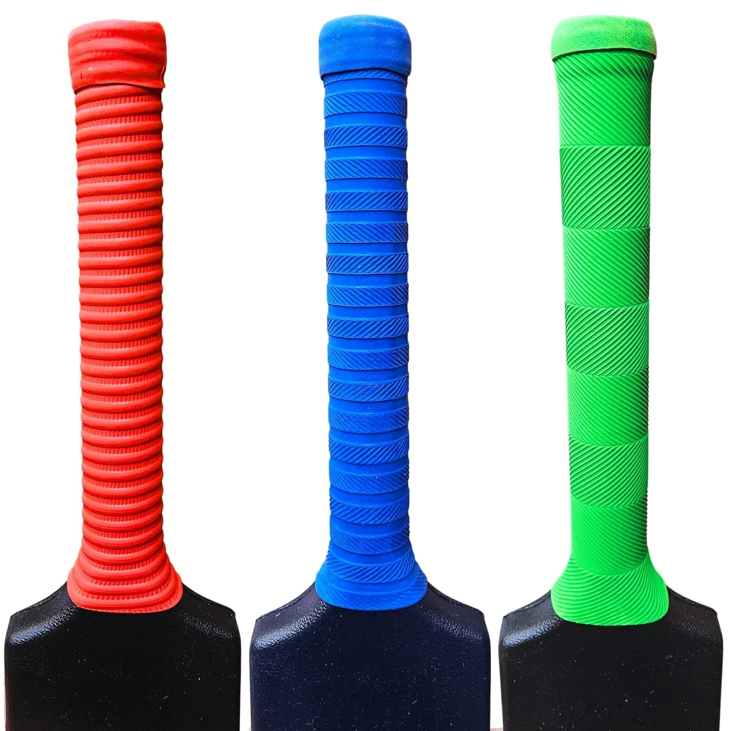 Cricket Bat Grip Anti Slip | Thin Bat Grips for Cricket Bats | Soft Rubber Bat Gripper with Strong Sweat Absorption | Comfortable Grip Control for Practice & Match Play Combo Pack of 6 - (2 Spiral/Coil, 2 Chevron, & 2 Ring Chevron)