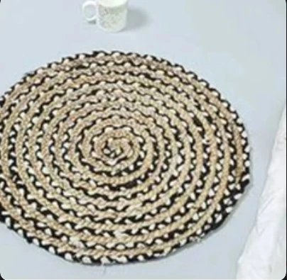 Braided Jute Area Rug with Circular Border