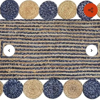 Woven Jute Area Rug with Patterned Border