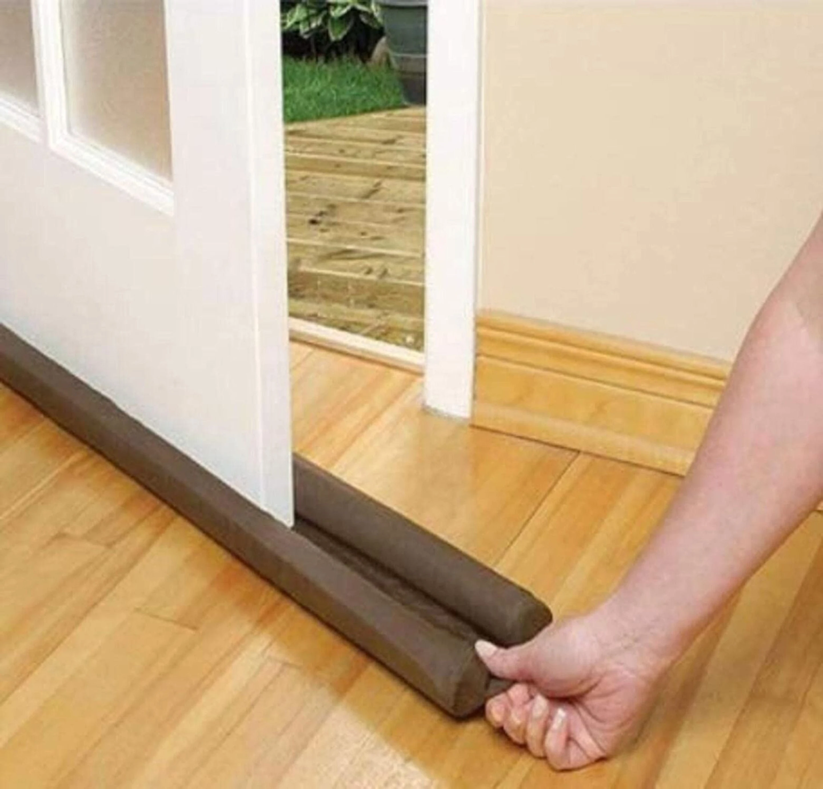 Door Bottom Sealing Strip Guard Draft Gap Sealer Pack of 2 Door Mounted Door Stopper (Brown)