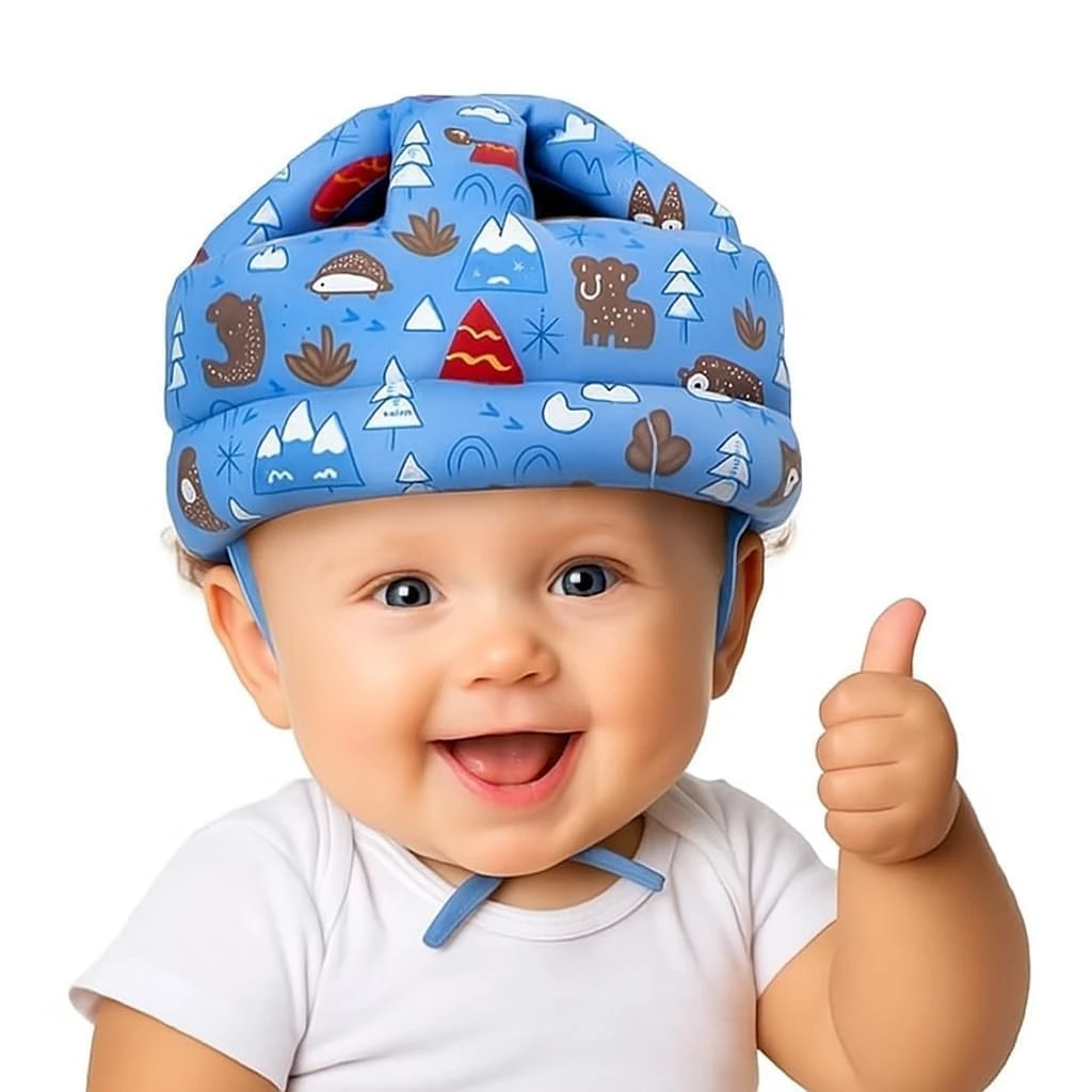 Firstnappy Baby Head Protector Helmet for Crawling Walking, Inflatable Safety Headguard with Soft Cushion, Bunny Pattern | (Blue Jungle) |