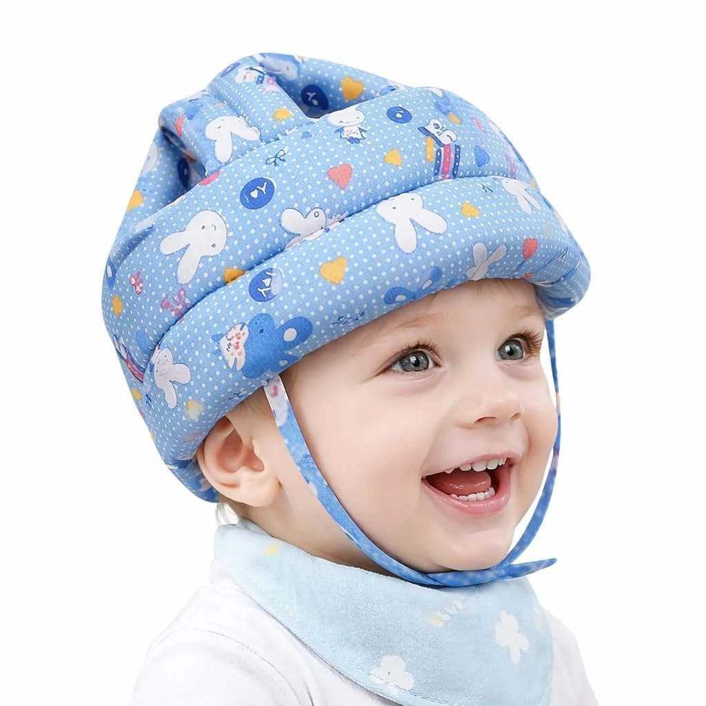 Firstnappy Baby Head Protector Helmet for Crawling Walking, Inflatable Safety Headguard with Soft Cushion, Bunny Pattern | (Blue Rabbit) |
