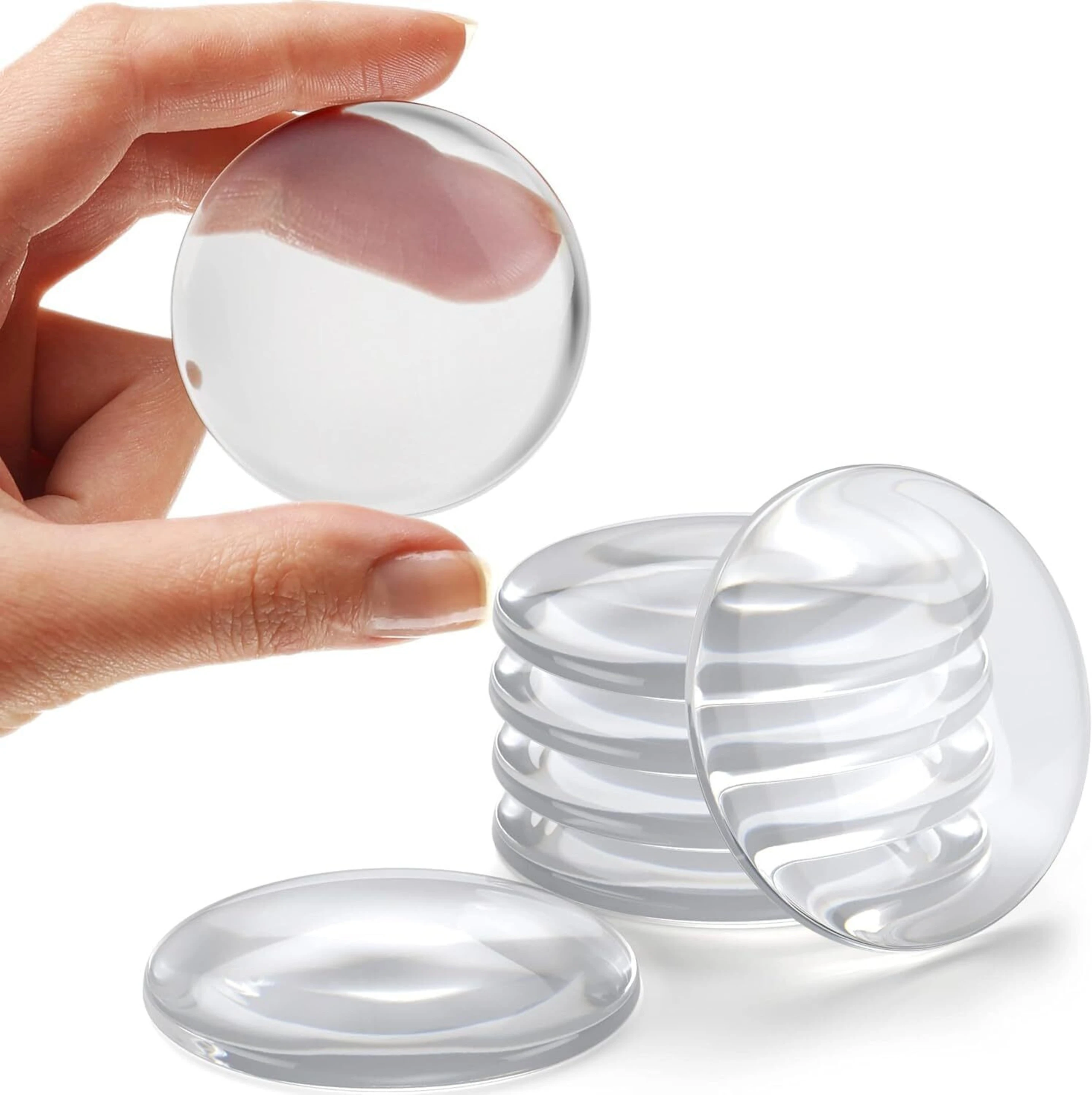 Pack of 6 Clear Rubber Door Bumper Stoppers | Self Adhesive Wall Protectors Wall Mounted Door Stopper (Transparent)