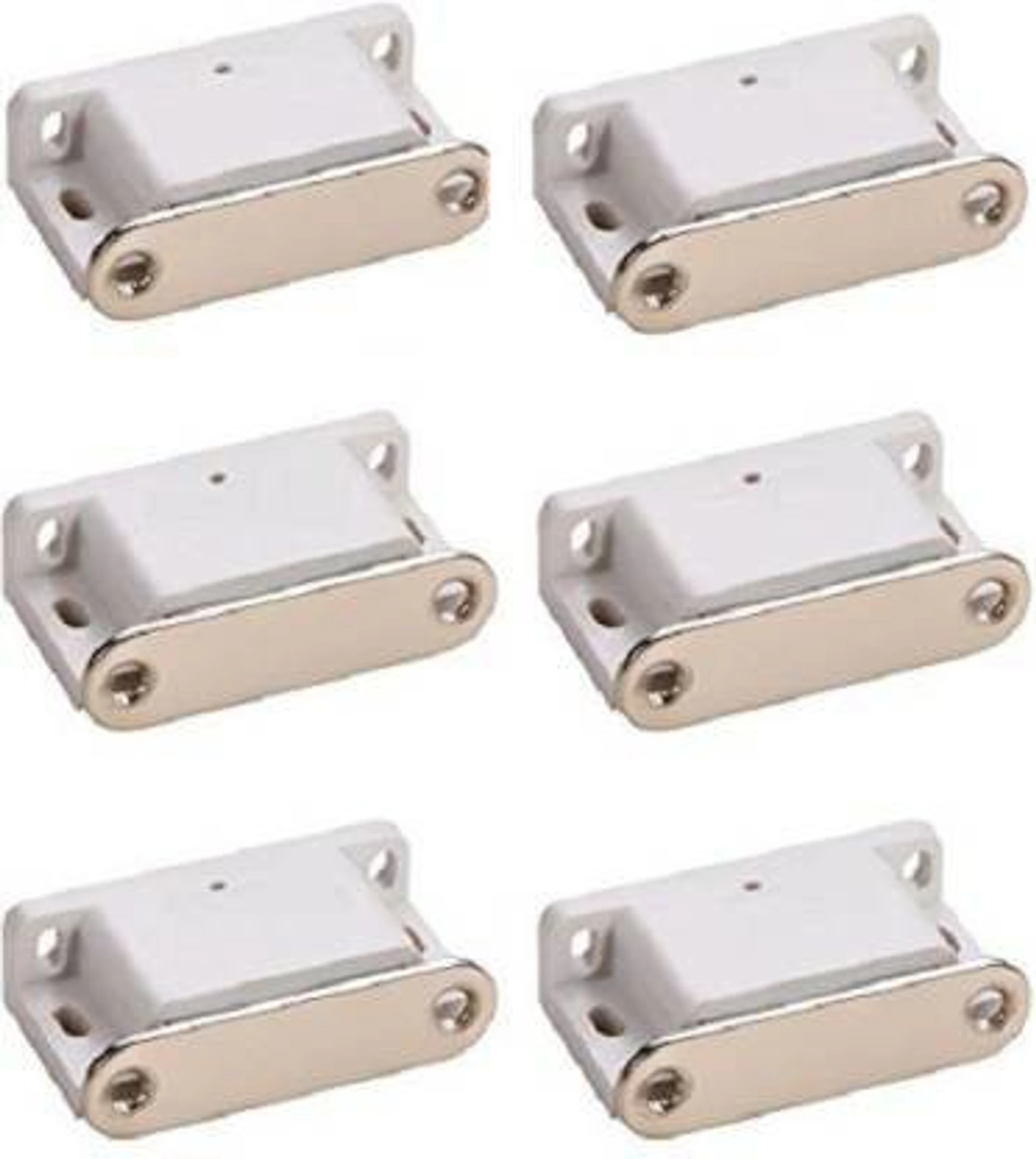 Steel & Plastic Door Catcher - Pack of 6 Door Mounted Door Stopper (White)