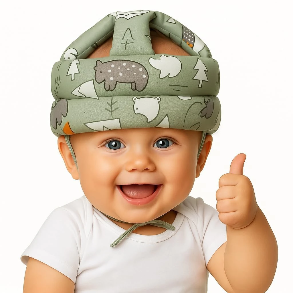 Baby Head Protector Helmet for Crawling Walking, Inflatable Safety Headguard with Soft Cushion, Bunny Pattern | (HLMT-Green) |