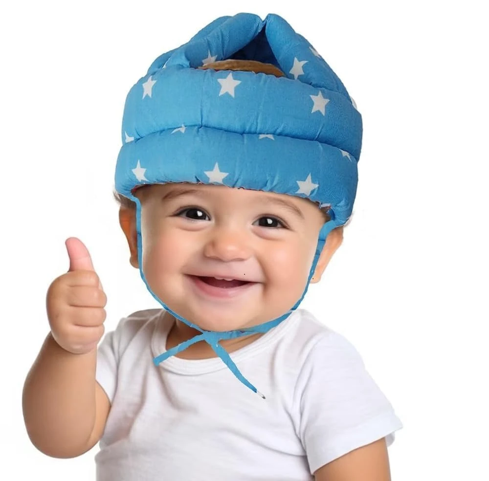 Baby Head Protector Helmet for Crawling Walking, Inflatable Safety Headguard with Soft Cushion, Bunny Pattern | (Blue Star) |