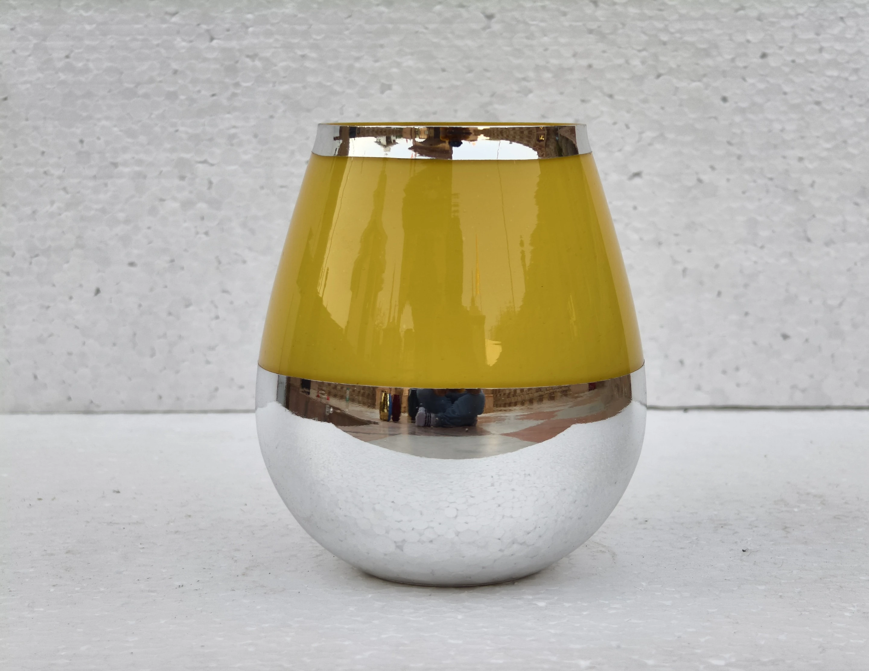 Decorative flower vase Glass Vase (6.5 inch, Yellow)