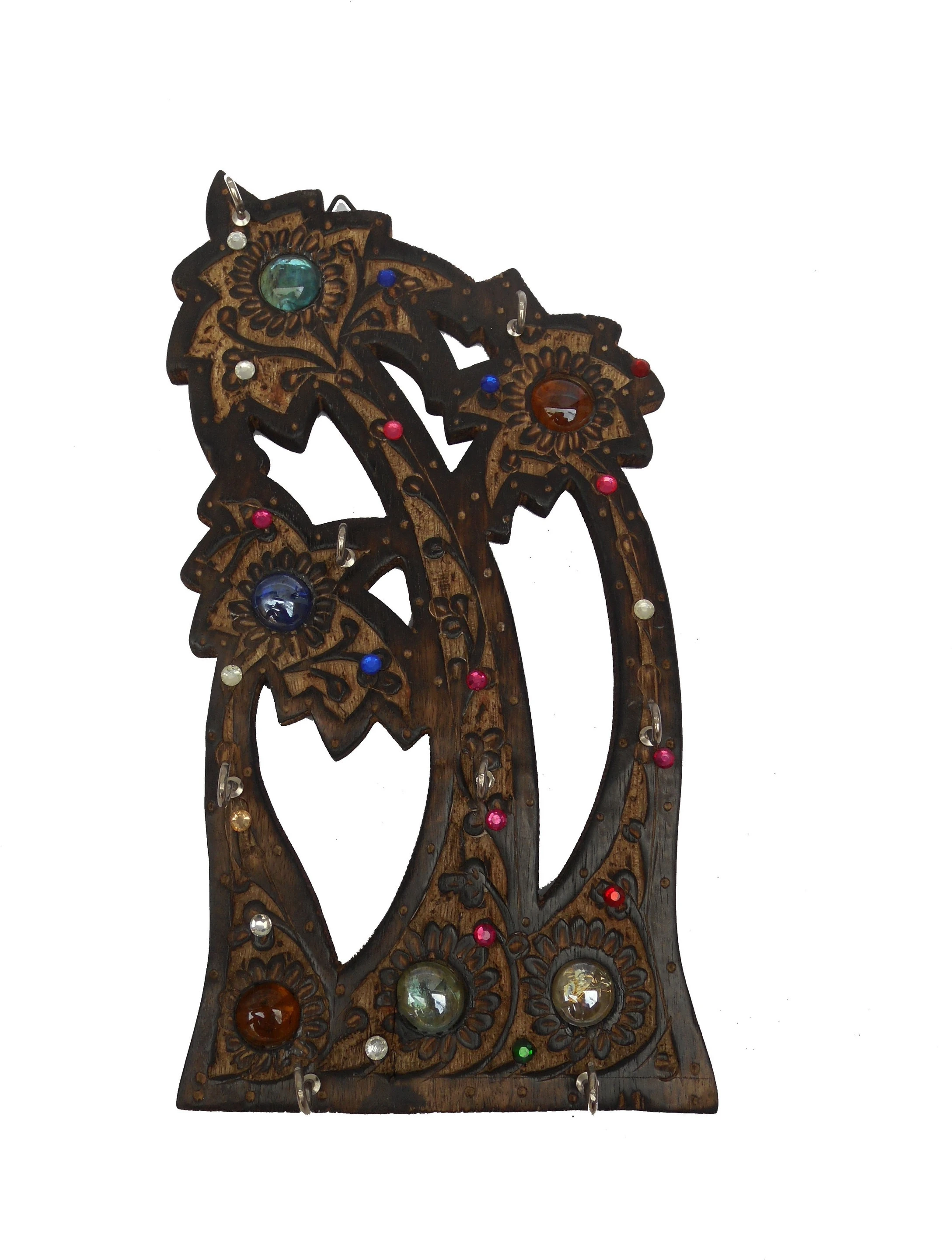 WOOD MADE ANTIQUE LOOKS Wood Key Holder (8 Hooks, Brown)