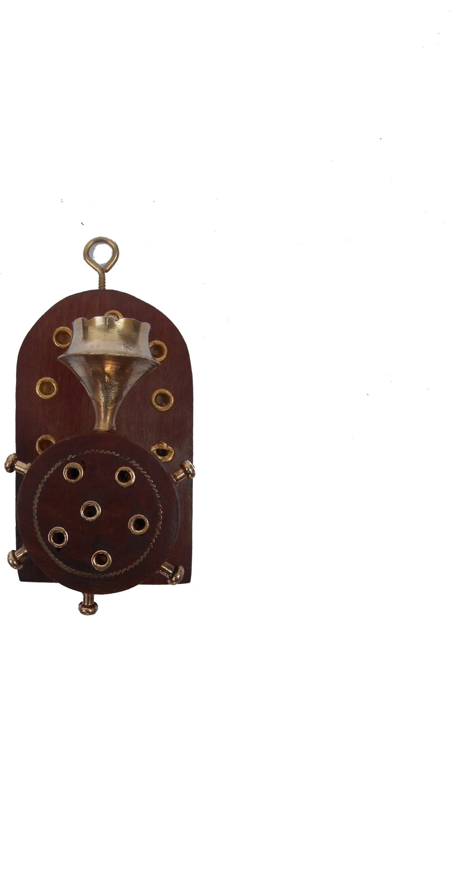 WOOD & BRASS MADE WALL HANG Wood, Brass Incense Holder (Gold, Brown)