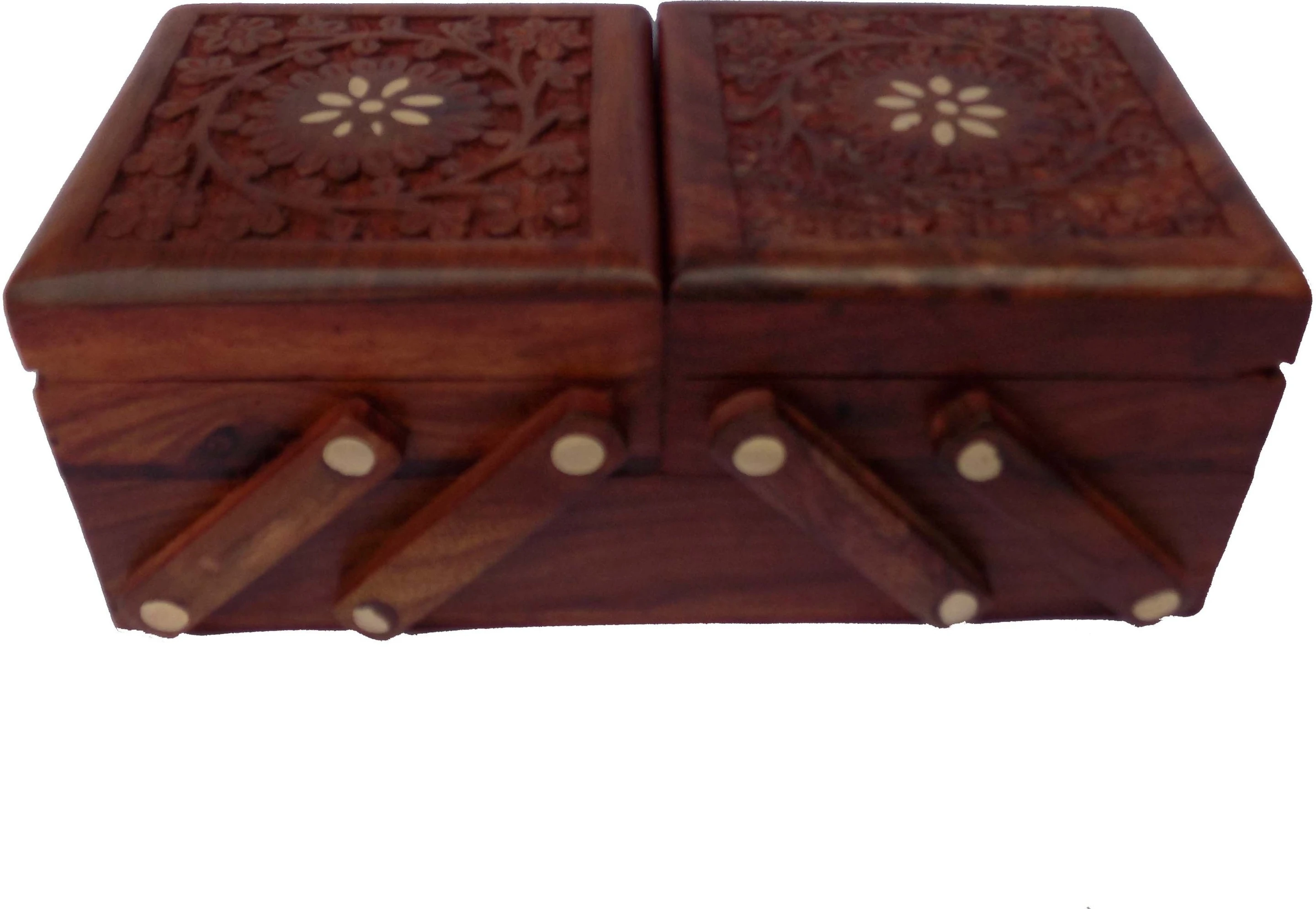 THICK SHEESHAM & BRASS MADE SLIDING JEWELLERY Vanity Box (Brown)