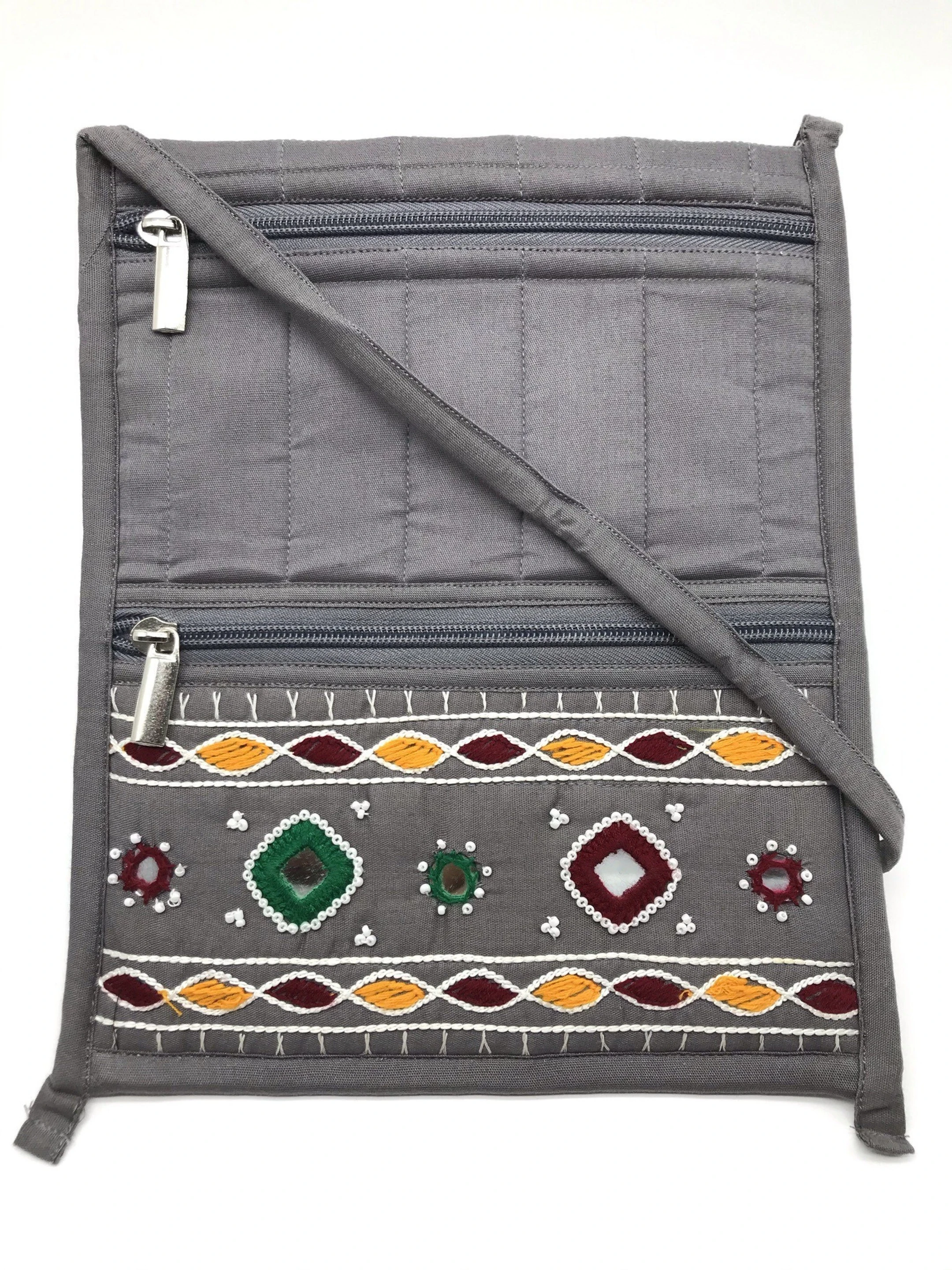 Grey Women Sling Bag Handmade Ethnic Mobile