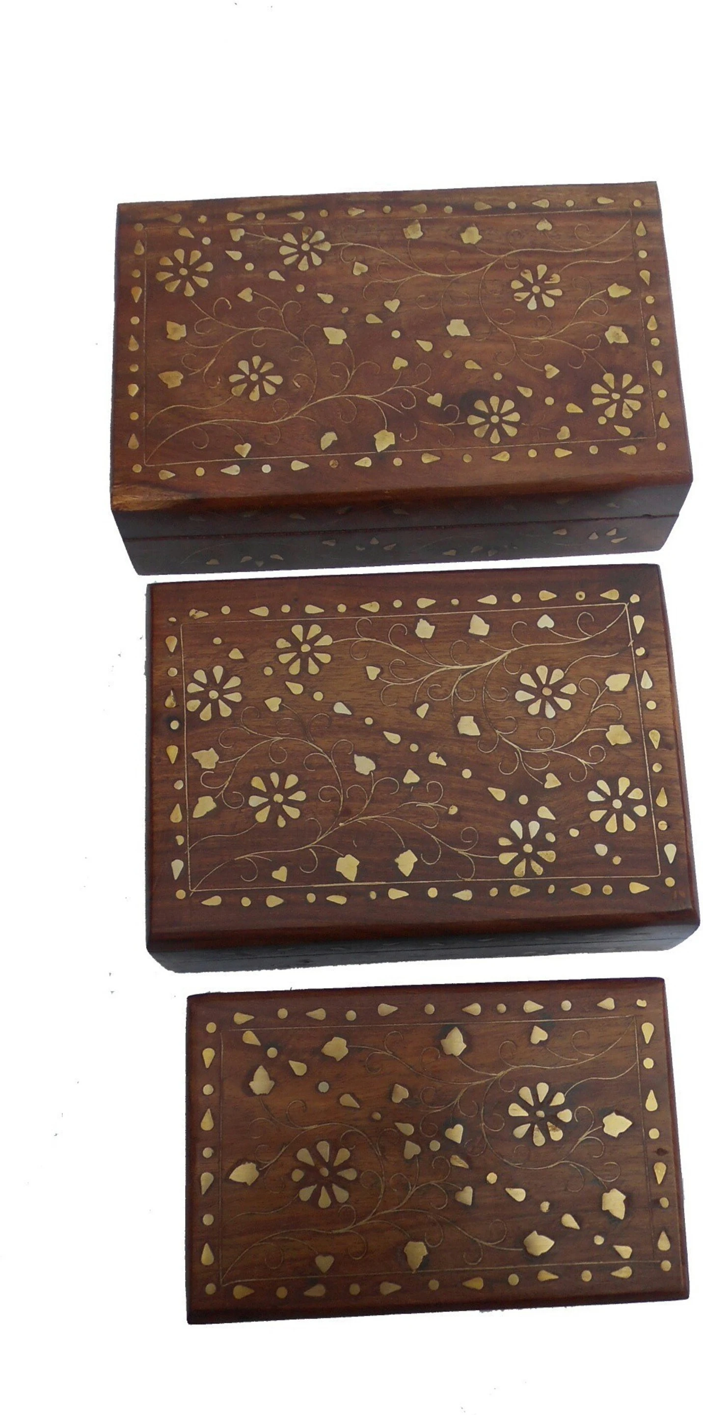 Sheeesham Wood AND BRASS Made Jewellery set Jewellery Box Vanity Box (Brown, Gold)