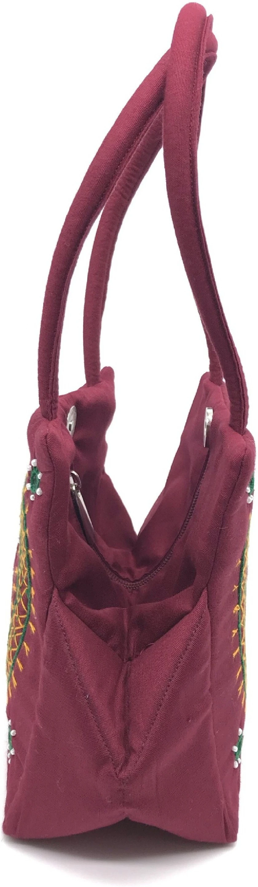 Maroon Women Hand-held Bag Designer ladiess Small Size Banjara Traditional Mini Handle Bag handmade