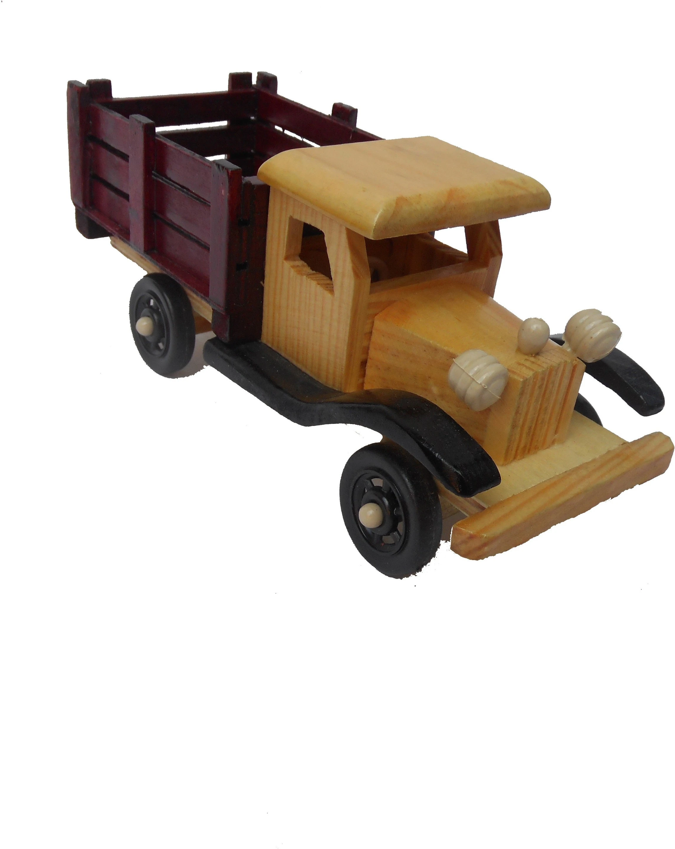 WOODEN MADE TRUCK Decorative Showpiece  -  7 cm (Wood, Brown)