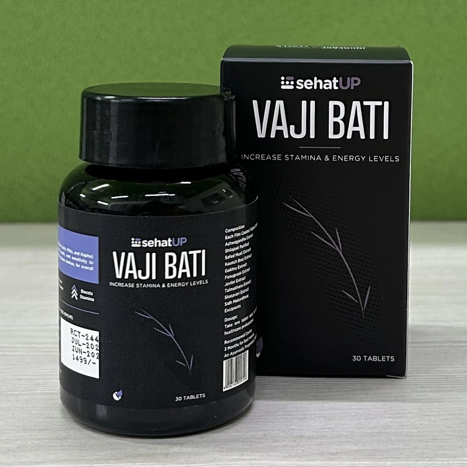 Sehatup Vaji Bati | Ayurvedic Testosterone & Stamina Booster for Men | Increases Vitality, Strength & Performance | Improves Physical Health And Muscle Recovery - 30 Tablet
