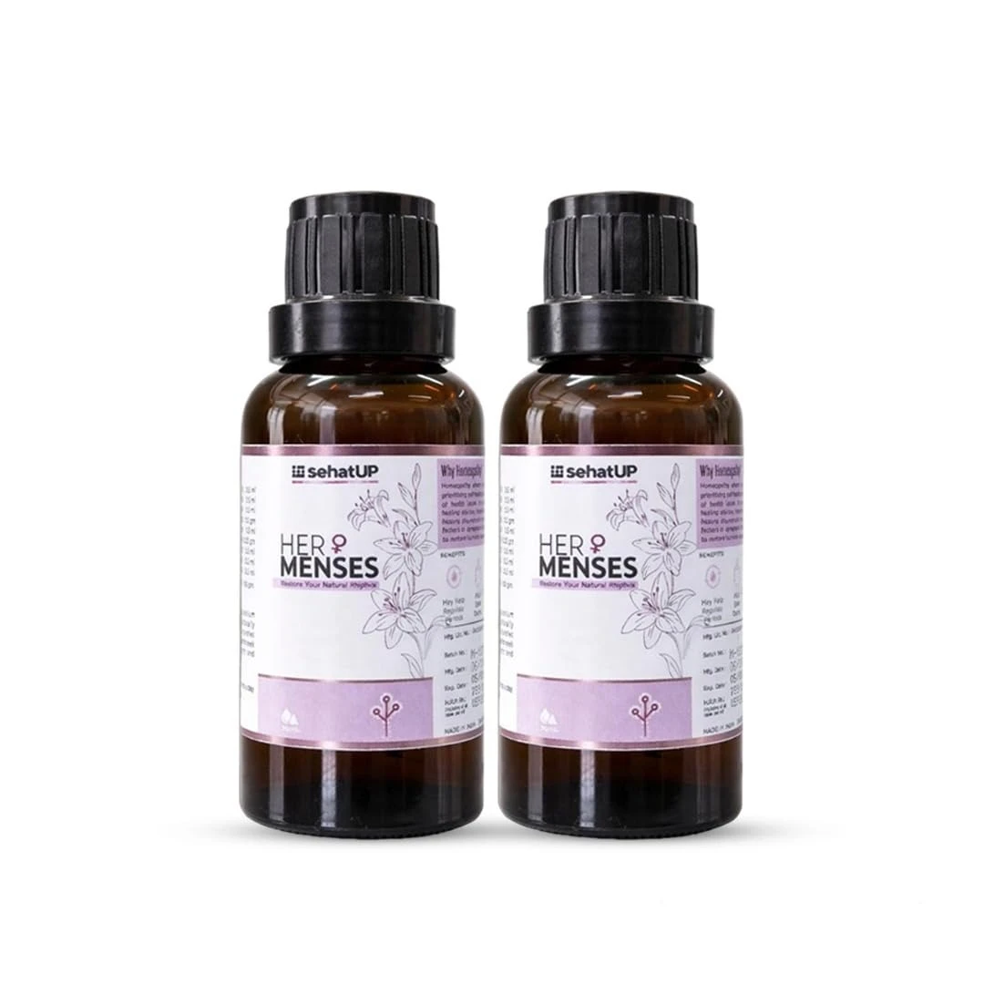 Her Menses Homeopathic Hormonal Balance Drops for Women | Period Pain, PMS & Mood Support | Supports PCOS/Irregular Cycles | Women’s Wellness Liquid Supplement | 30ml (Pack of 2) | Lab Tested