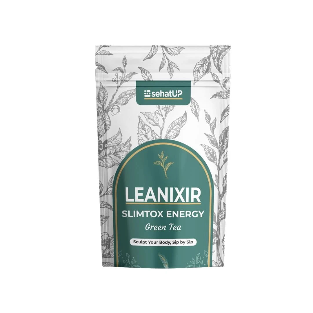 SehatUP LEANIXIR SLIMTOX ENERGY Green Tea with Cinnamon, Tulsi, Mint, Rooibos, Gymnema, Cardamom, Jasmine, Detox Tea with Free Strainer (1)