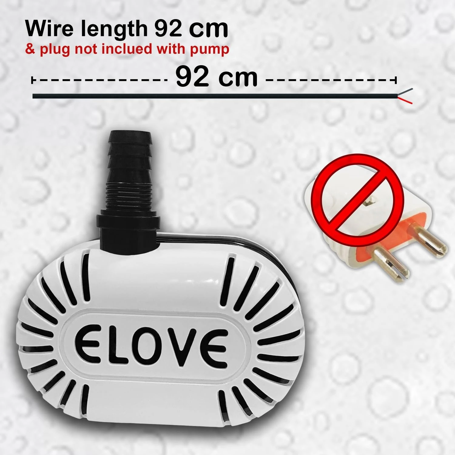 ELOVE 18 Watt Submersible Water Pump - 180V-230V, 1.85 M Cooler Pump for Desert Air Cooler, Aquarium, Fountains, Ponds (Black/Grey)