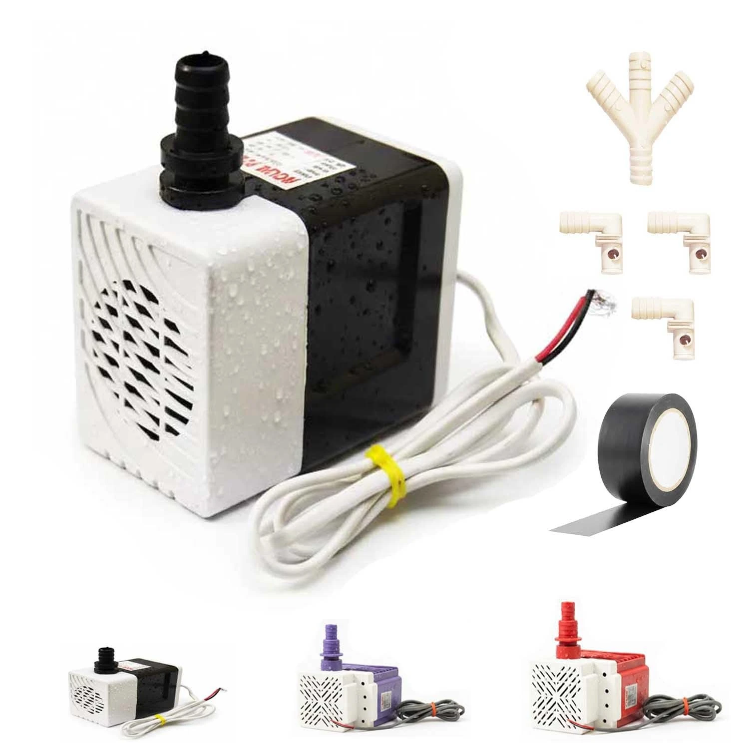 18W Submersible Water Pump |1.85m Lift | 165–250V | Copper Winding | Water Pump for Air Coolers, Fountains, Ponds & Aquarium Use with Pipe Connectors & Electrical Insulation Tape M-2