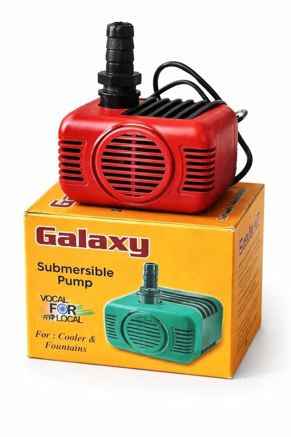 Galaxy Submersible Water Pump, 18W, 1100 L/h, Red, for Coolers and Fountains, 5.5 FT H-Max, ABS Plastic Body, Copper Motor