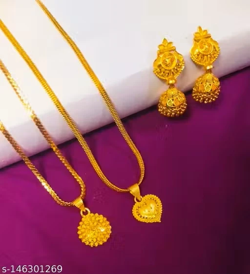 A-62 Premium Quality Daily Wear Women & Girl Chain Pendants and Jhumki