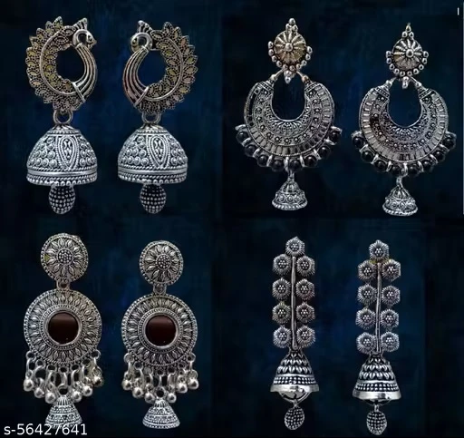 Beautiful and Attractive Silver Colour Metal Based Fancy Earring-7