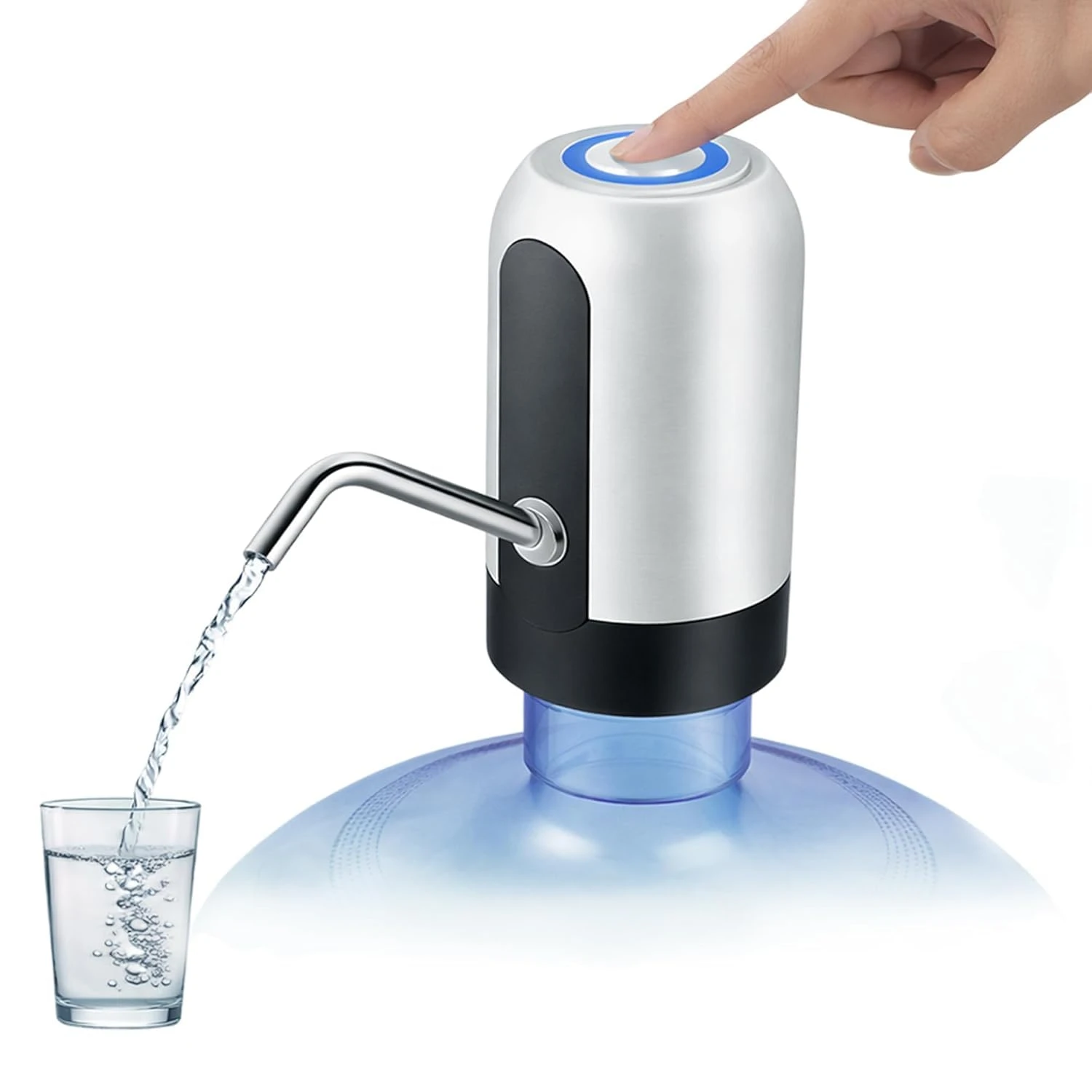Water Dispenser Pump Automatic Wireless Water Can Dispenser Pump for 20 Litre Bottle Water Can Stand Jar Dispenser for Home Office Camping Parties - White