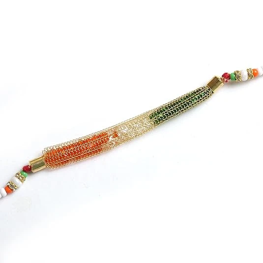Traditional Designer Rakhi for Brother on Raksha Bandhan gifting (Flag Color Braslet)