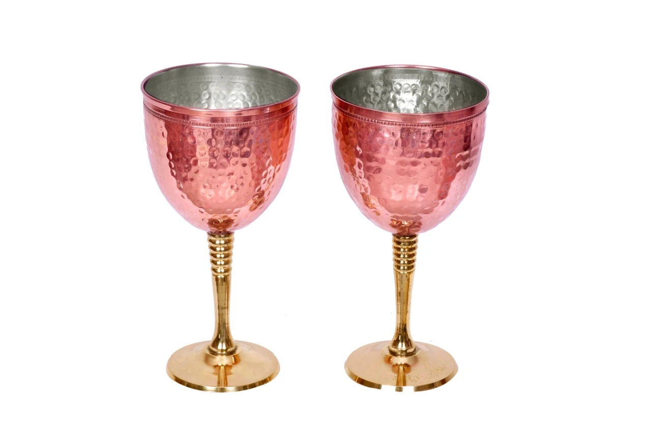 Premium Hammered Glass Wine Goblets Set | Elegant Transparent Drinkware for Home, Party & Dining Use