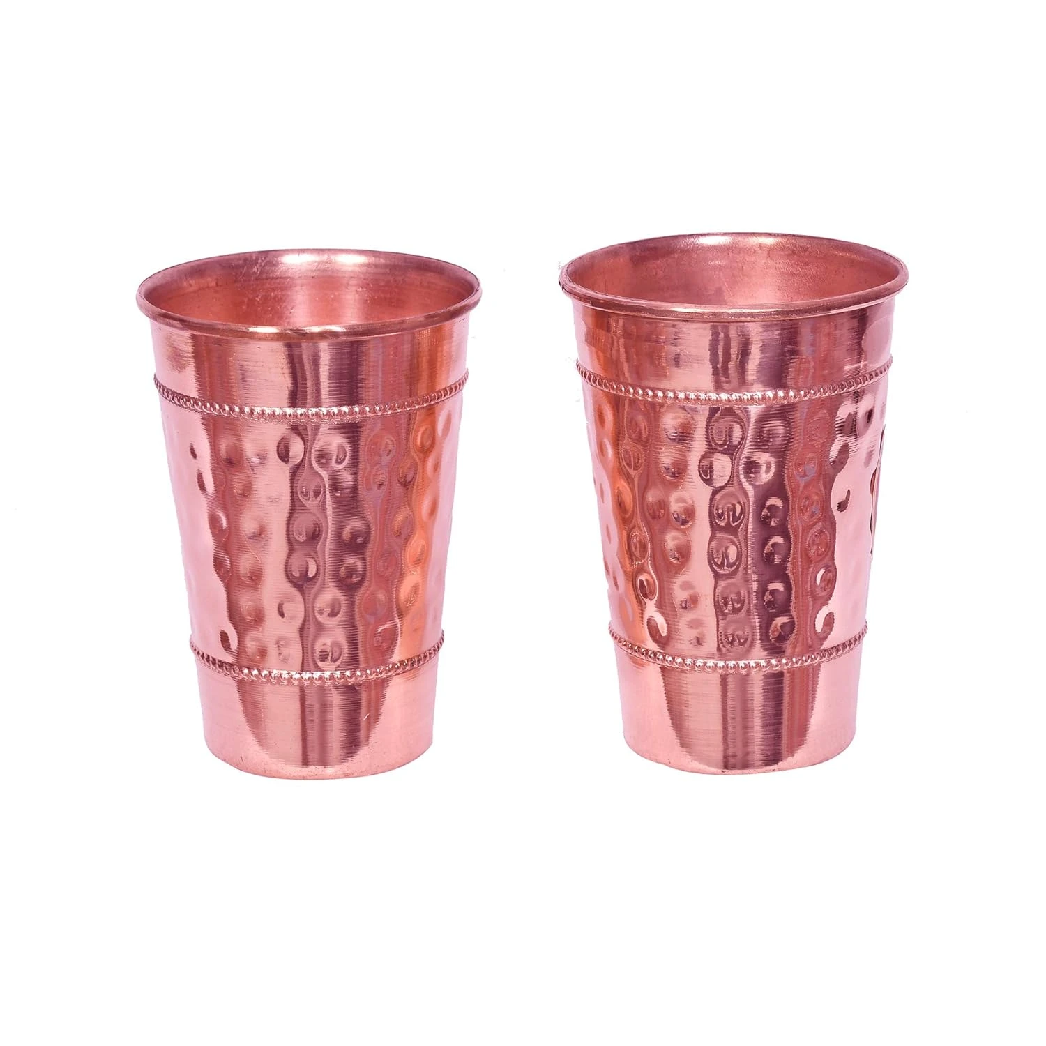 Lotusfeet 4.5 Inch, Copper Pepsi (Cold Drink) Glass with Classic Traditional Design Set of 2
