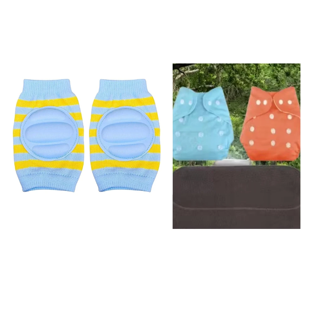 Reusable Baby Cotton Cloth Diapers / Baby Smiley Knee Pads for Crawling, Anti-Slip Padded Stretchable Elastic Cotton Soft Breathable Comfortable Knee Cap Elbow Safety Protector Random Color