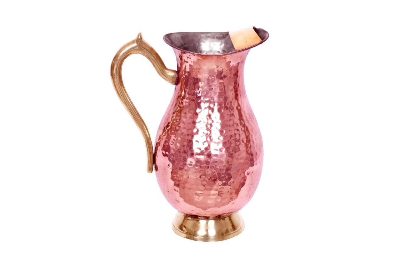 Copper Water Jug with Glass Set - 1 Liter