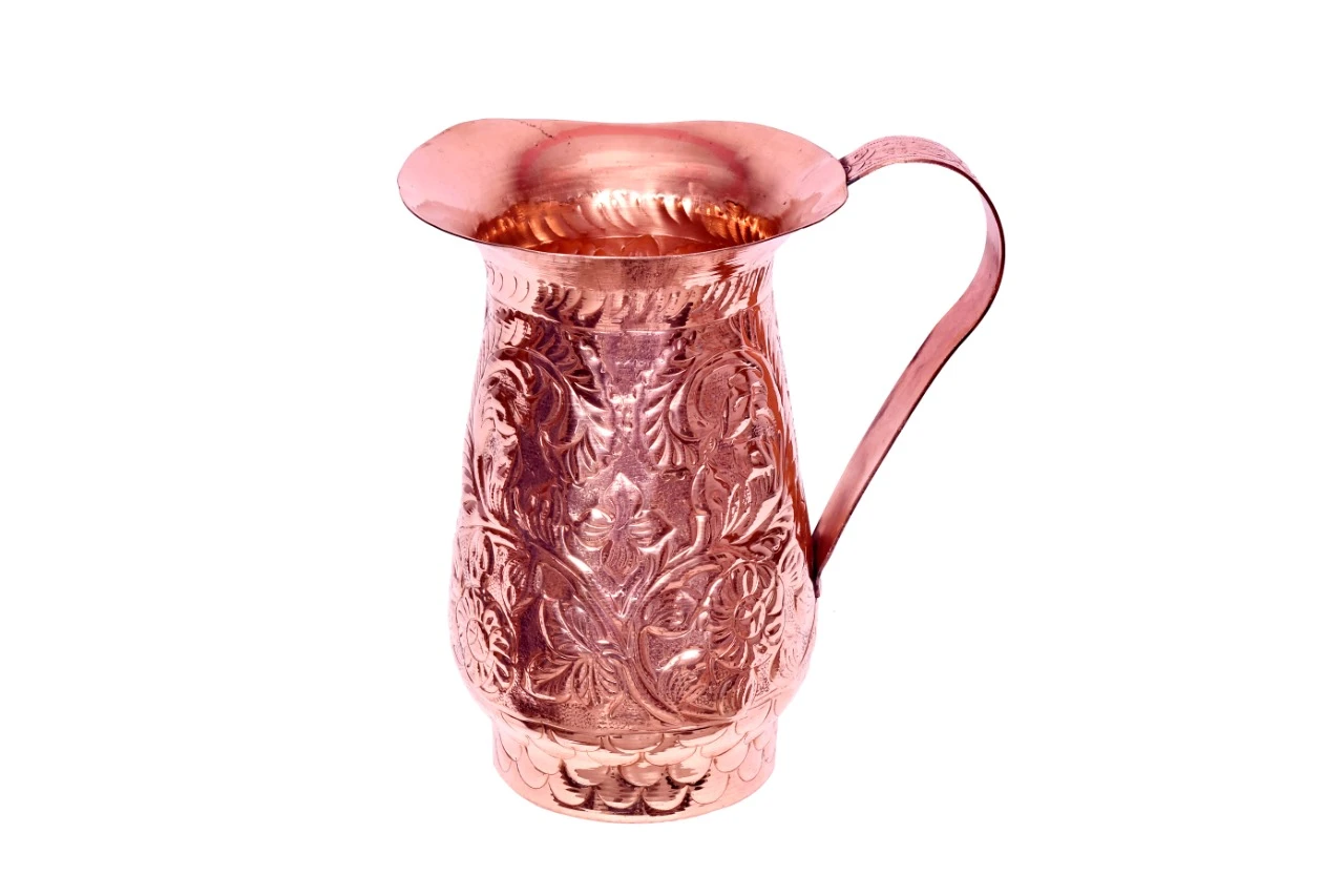 Copper Embossed Jug – Luxury Handcrafted Water Pitcher with Traditional Design for Dining & Healthy Living