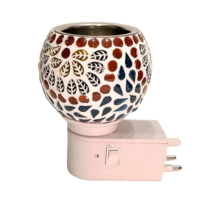 Digital Wave Electric Kapoor Dani Camphor Burner with Decorative Mosaic Light | Camphor Diffuser for Pooja Room, Temple & Home Fragrance | Plug-in Aroma Oil Burner Lamp | Multicolor