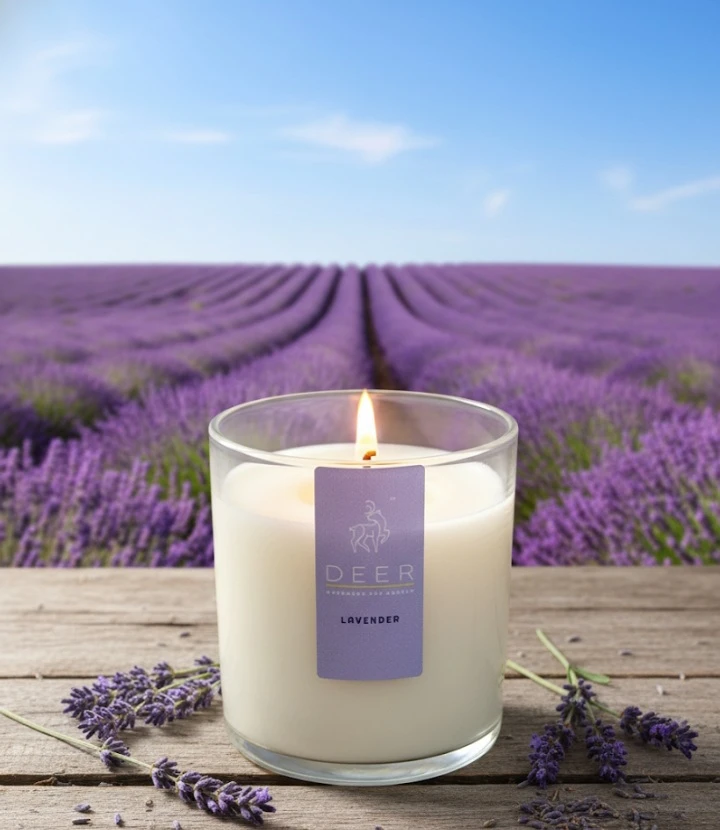 DEER Forest Bamboo Scented Candle � Natural Soy Wax Aromatherapy Candle with Fresh pink Fragrance � Hand-Poured, Long-Lasting Burn � Calming Candle for Spa, Home, Meditation200Ml 40 Hours Burn