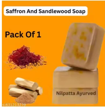Soap Sandal Wood And Saffron Bath Soap For Glowing Brightening And Refreshing Skin Natural & Paraben Free| Deeply clean pores and remove dirt and grime Pack of 1 (100 gm)