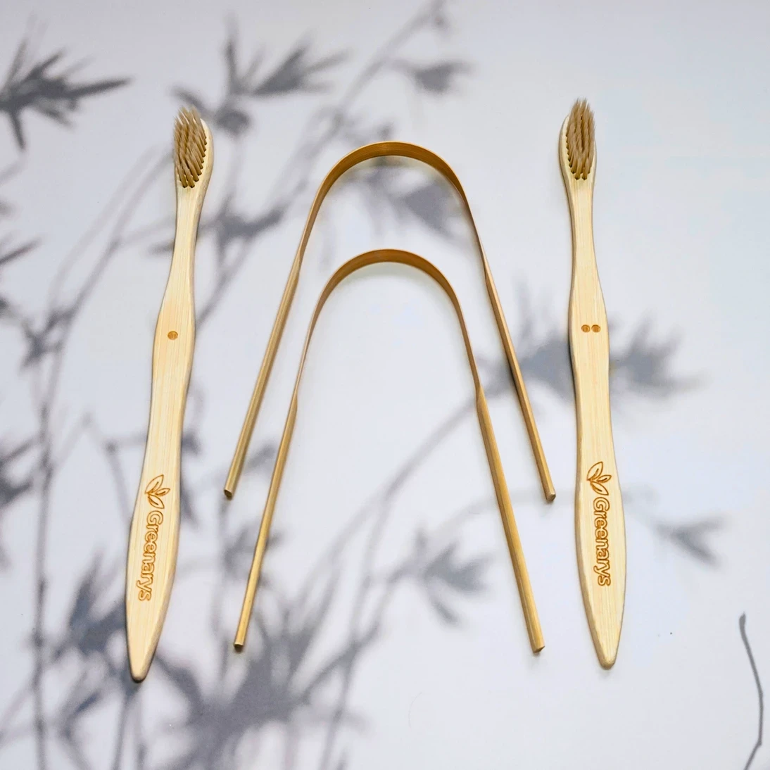 Combo Bamboo Color Bristles Toothbrush (2) + Tongue Cleaner (2) | Eco Oral Care Extra Soft Toothbrush (Pack of 4)