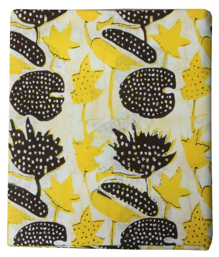 Yellow Printed Cotton Fabric  Floral Printed Pure Cotton Unstitched Dress Material, Sanganeri Fabric for Blouse, Kurti, Plazzo, Lehenga and Saree (Yellow 1) 99 Rs per Meter