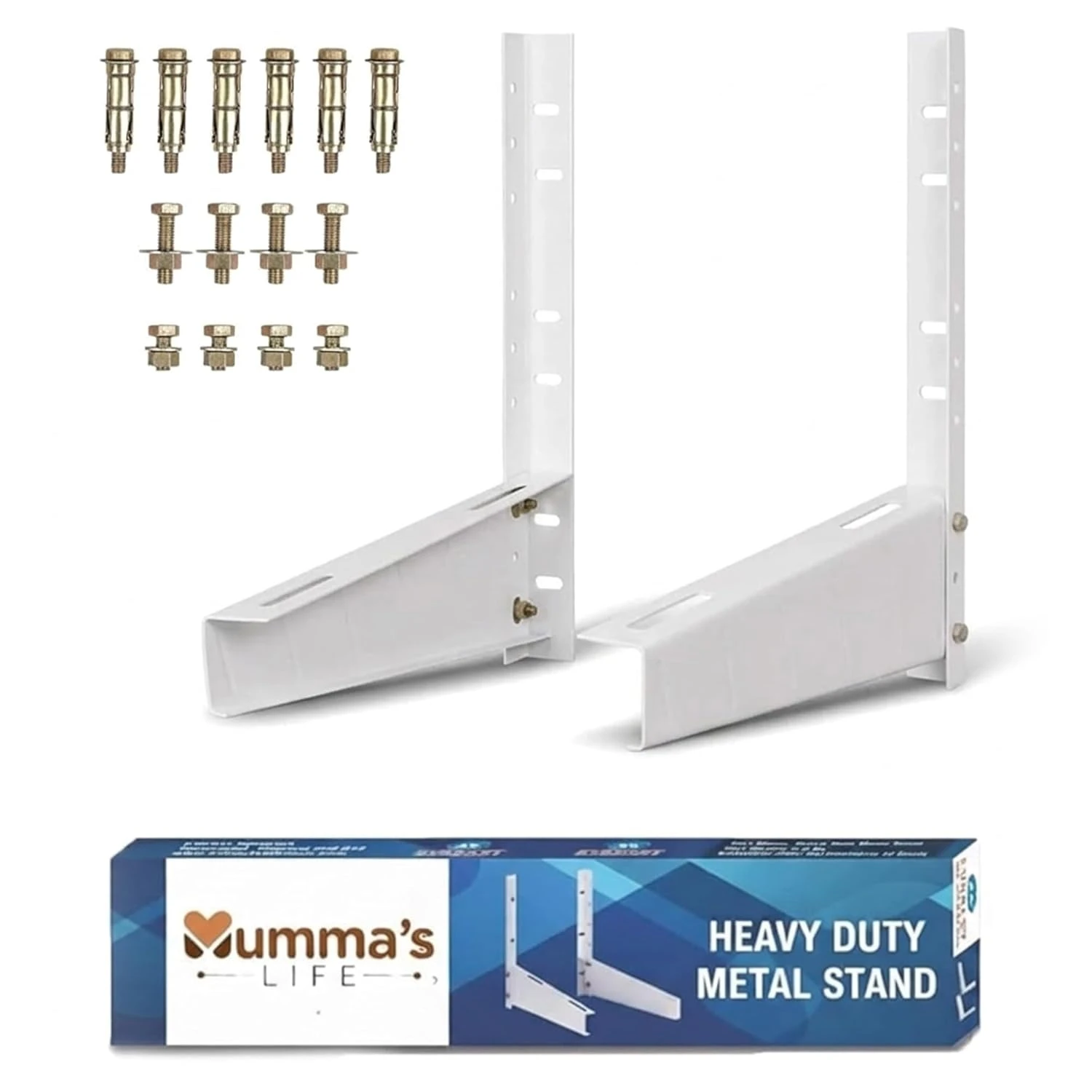 LIFE Heavy Duty AC Stand | Rust Proof Iron Air Conditioner Outdoor Unit Mounting Bracket, Supports Upto 200kg Weight | Air Conditioner Stand - Pack of 1 (White)