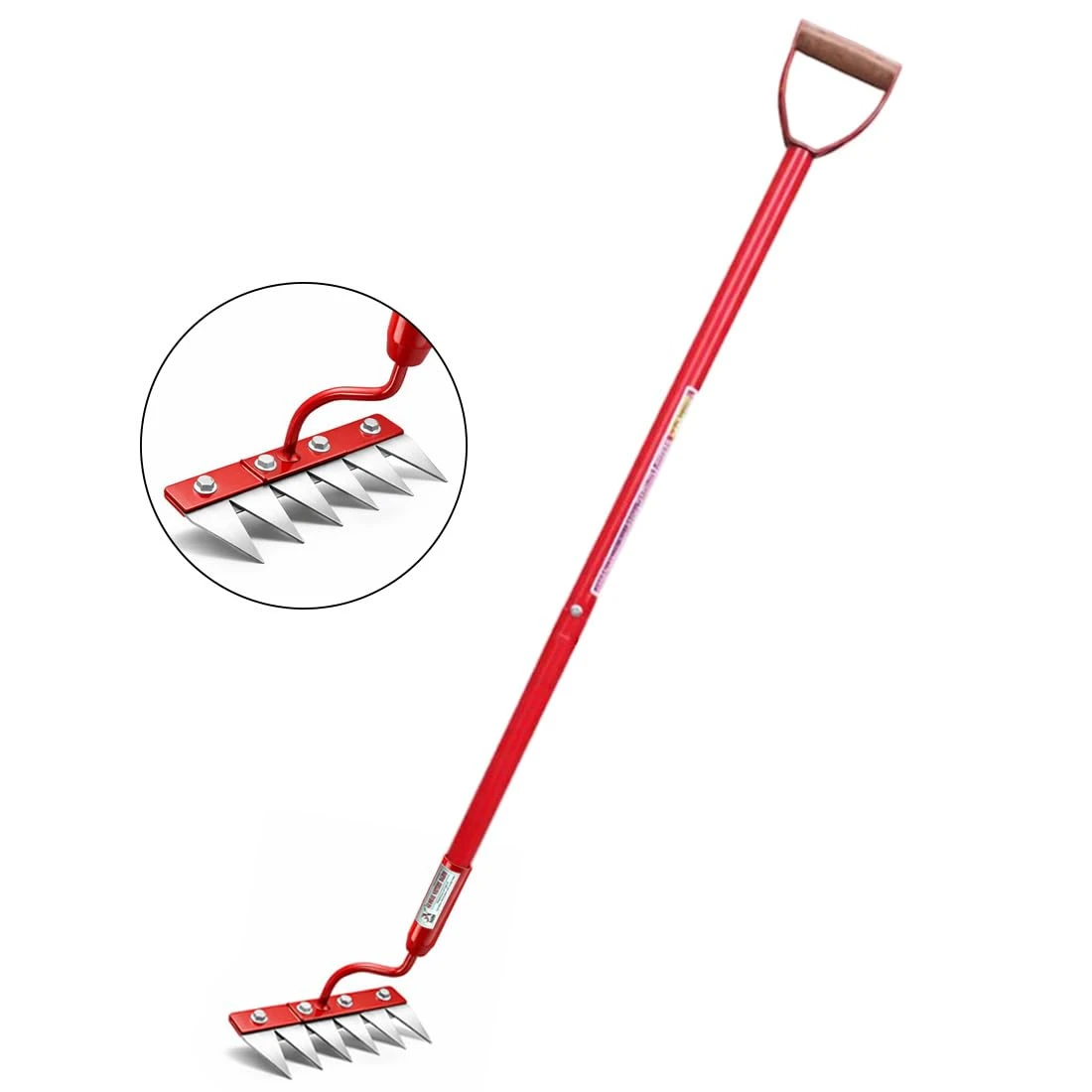 Global Nature Agro Manual Garden Weeder Tool 8 Inch | 5-Tine 2 Inch Carbon Steel Blade | Heavy Duty Hand Weeding & Soil Cultivator for Farming &...