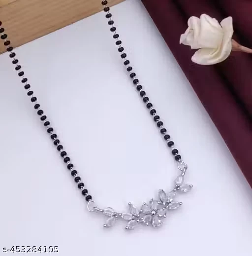 Sterling Silver Cubic Zirconia CZ Star D r o p Rhodium Plated Mangalsutra | Gift for Women