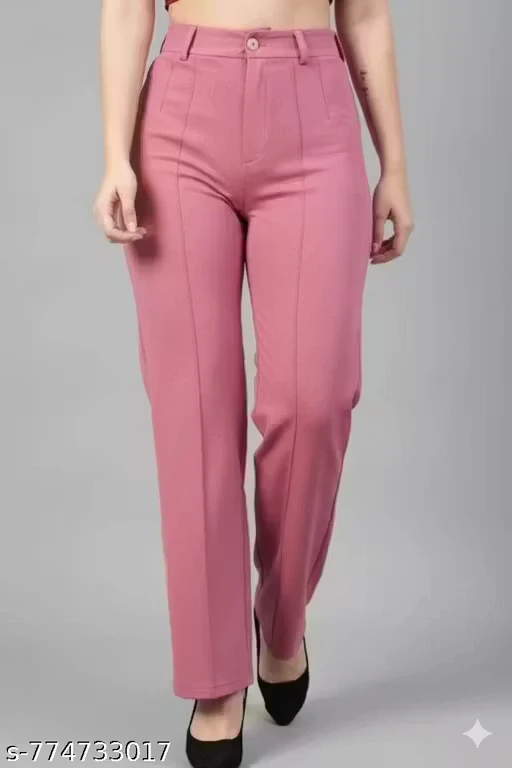 Women's Pink High-Waisted Trousers