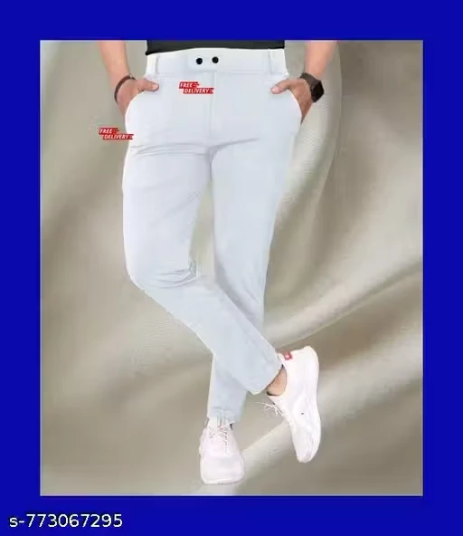 Men's formal fit comfortable Silver White Trouser