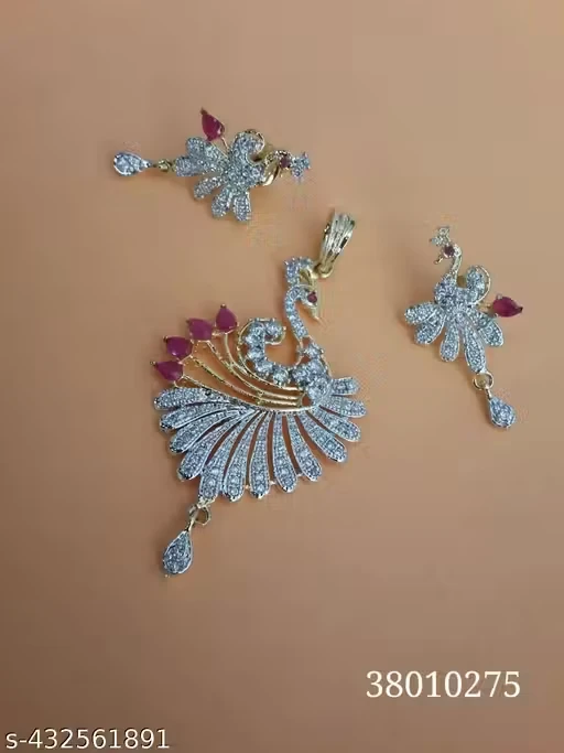 AD Stone-Studded Gold-Plated Jewellery Set