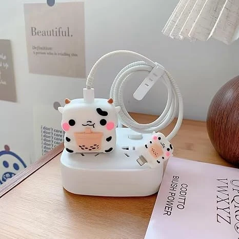 Cable Protector with 3D Cute Pattern for iPhone Charger only 18W & 20W | Data Line Wire Saver Charging Cable Charger Protective Cable Full Protection Set of - 1