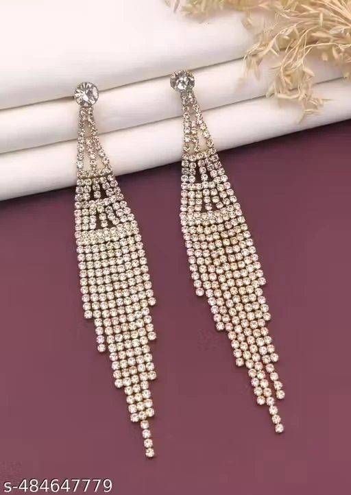 Rose Gold-Plated Stone-Studded Earrings